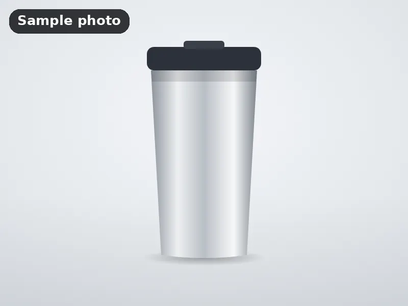 Sample photo: a plain stainless steel tumbler with a black lid. Not Platinum Prints work.