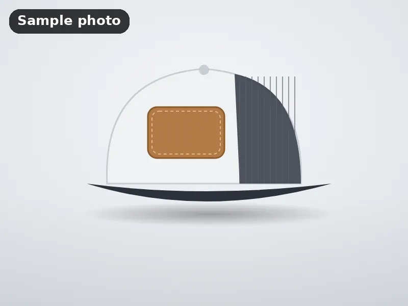 Sample photo: a trucker hat with a blank leather-look patch. Not Platinum Prints work.