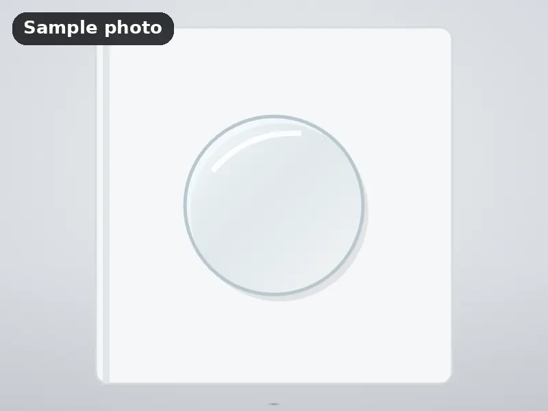 Sample photo: a blank round clear acrylic magnet on a white fridge door. Not Platinum Prints work.