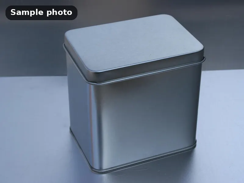 Sample photo: a plain silver metal tin with a lid. Not Platinum Prints work.
