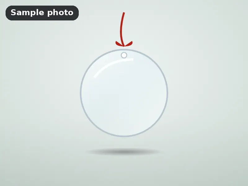 Sample photo: a blank round clear acrylic ornament on a red ribbon. Not Platinum Prints work.