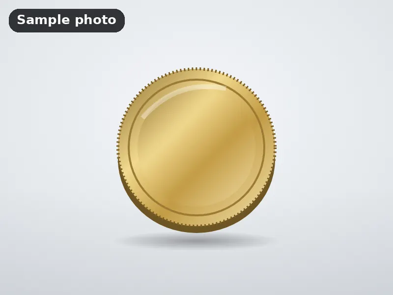 Sample photo: a blank gold-coloured metal coin. Not Platinum Prints work.
