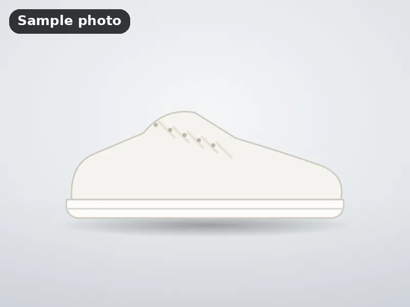 Sample photo: a plain white canvas sneaker. Not Platinum Prints work.