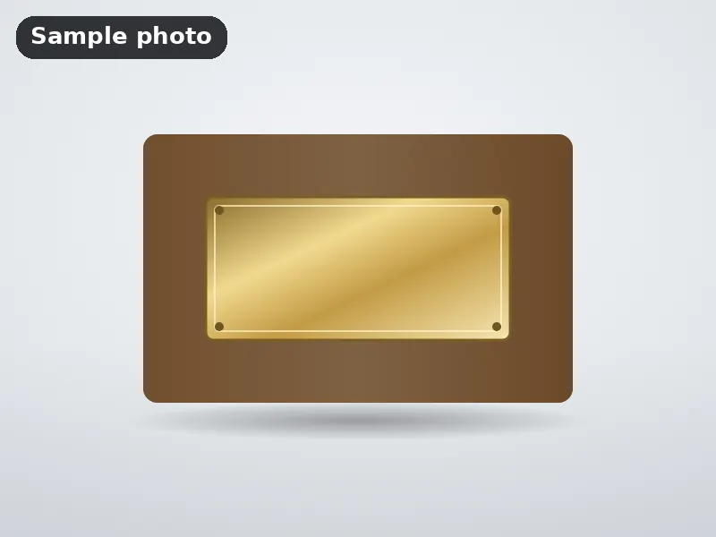 Sample photo: a blank gold plate on a dark wood plaque. Not Platinum Prints work.